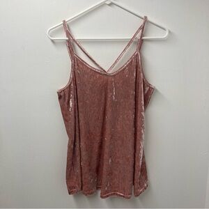 Vintage Y2k Very J Blush Pink Crushed Velvet Tank Top Womens Size L